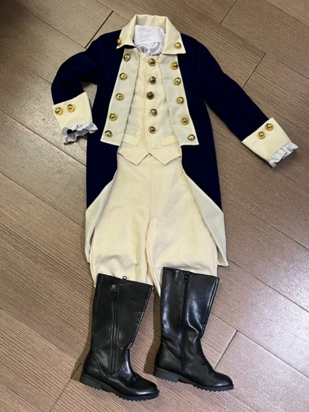 Kids Colonial Alexander Hamilton Halloween Costume (BONUS: Boots) Blue Cosplay